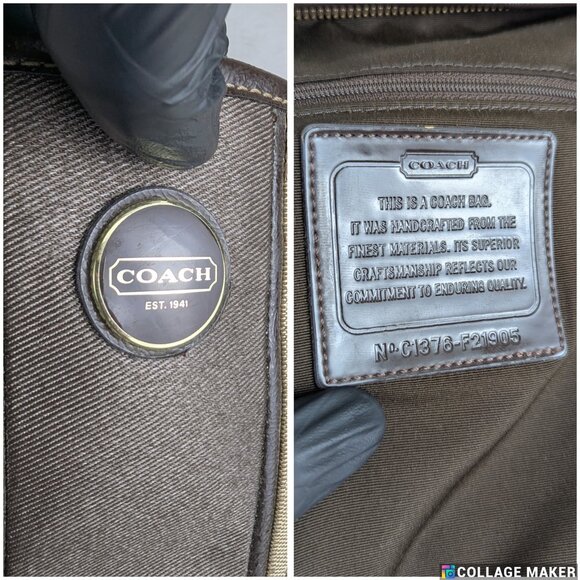 COACH F21905 SIGNATURE STRIPE DUFFLE SIGNATURE FABRIC Dark Brown - Picture 7 of 15